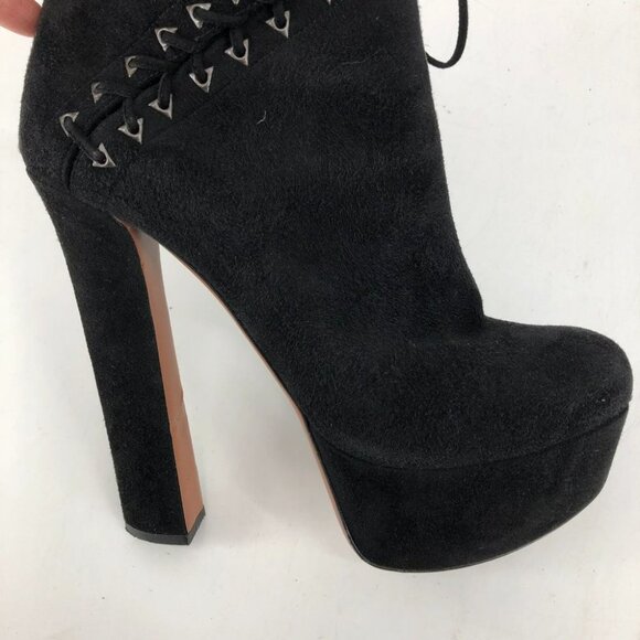 ALAIA Black Suede Lace Up Corset Platform high heel Ankle Booties + dust bag 39 - Picture 10 of 15
